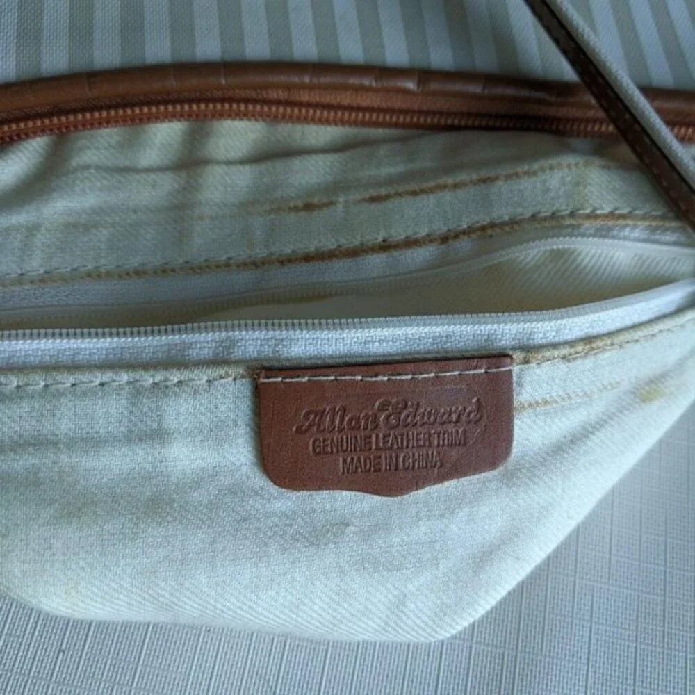 Allan Edward Shoulder Bag Striped Leather Accents Hobo Handbag
